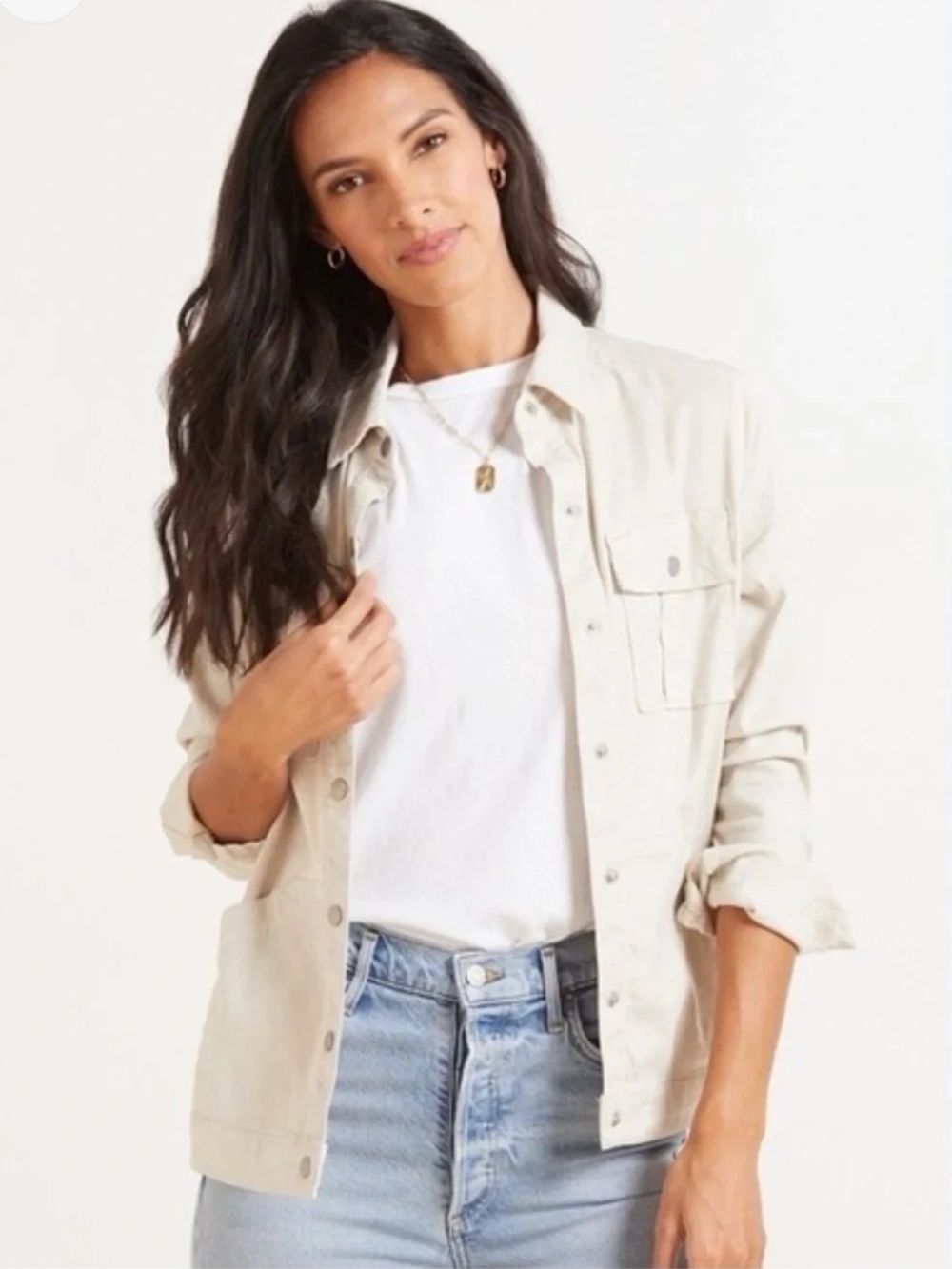 Evereve Level 99 linen blend Gina utility shirt jacket
